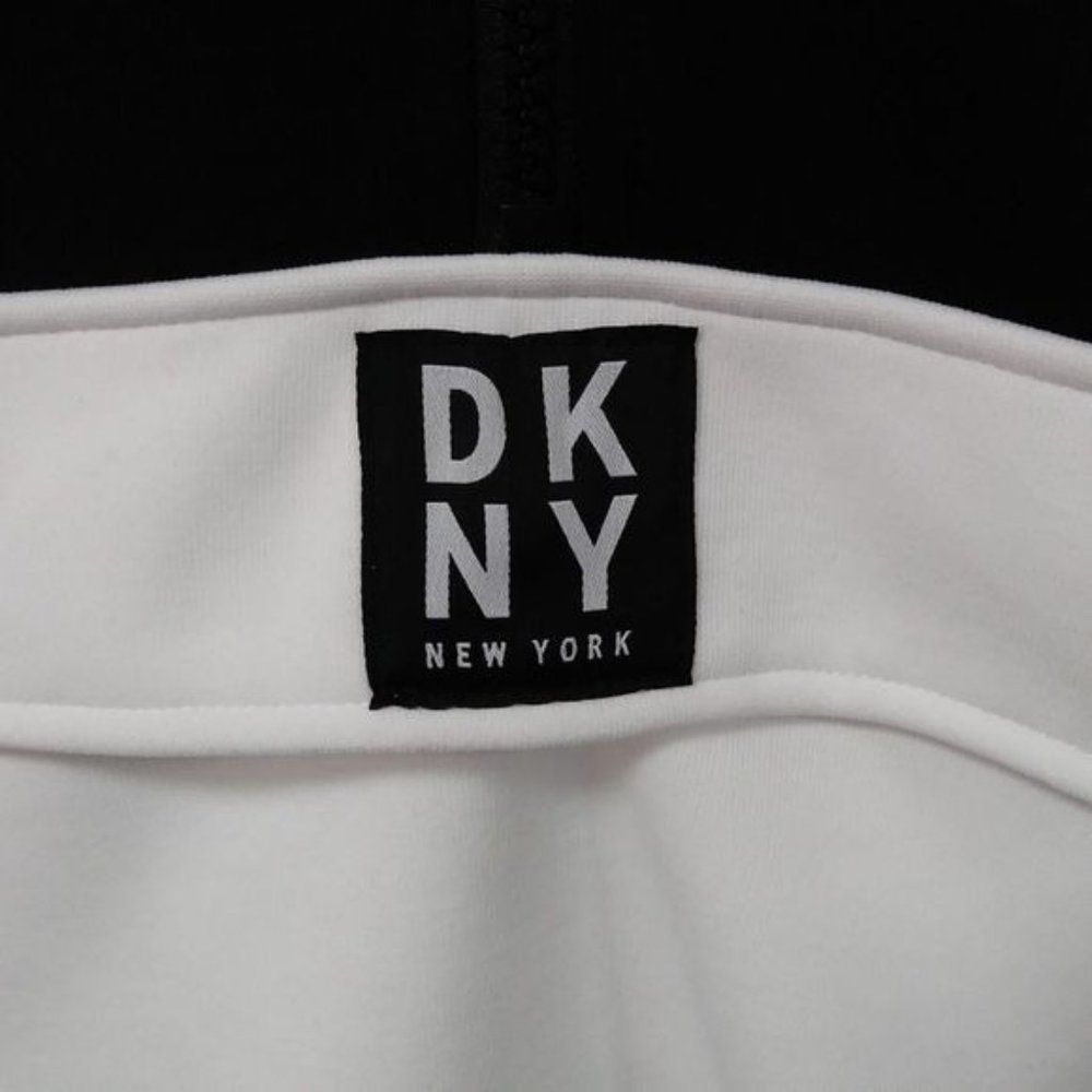 DKNY Black and White Women's Front Kangaroo Pocket Colorblock Sweatshirt Size L - Picture 3 of 10